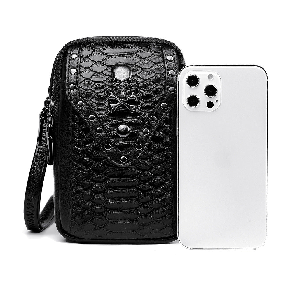 Skull snake print crossbody bag