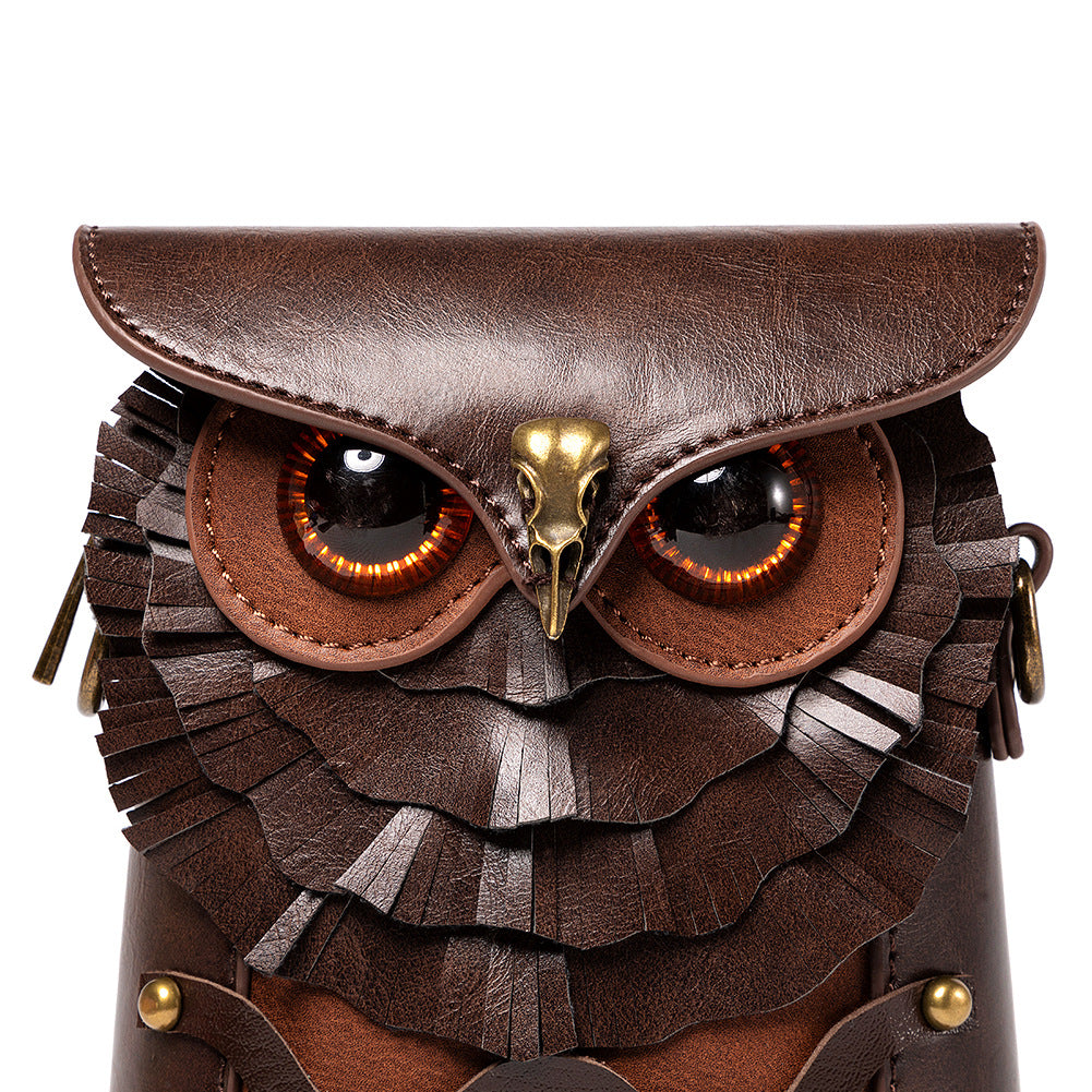 Mid-century Steampunk Owl MINI Crossbody Bag