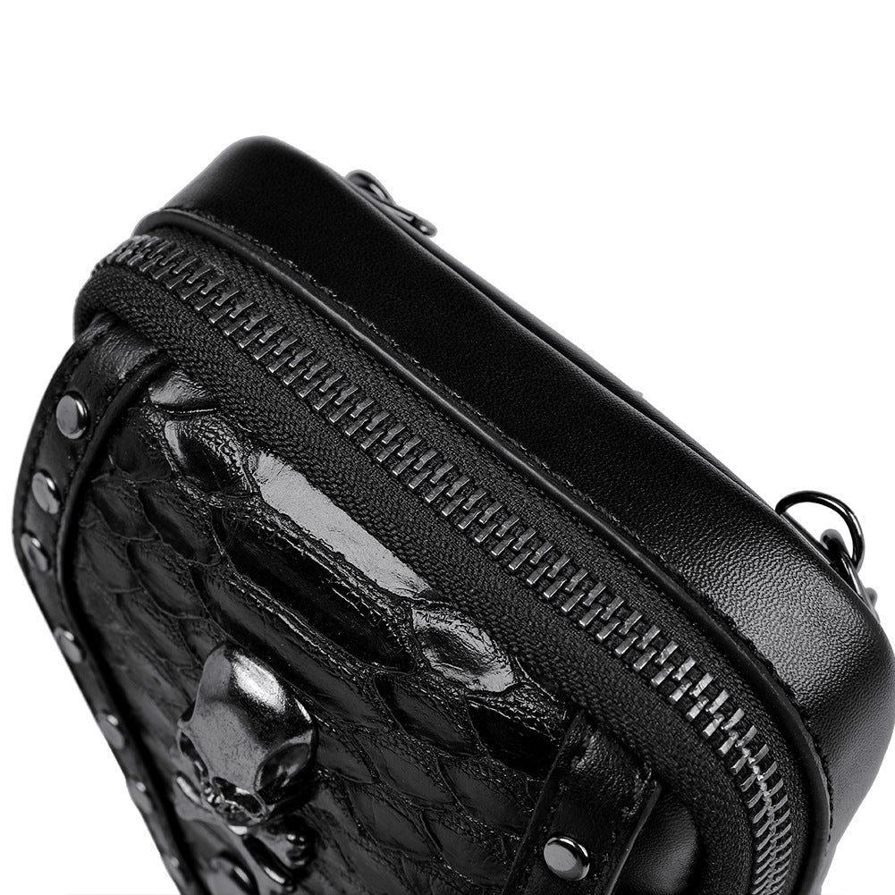 Skull snake print crossbody bag