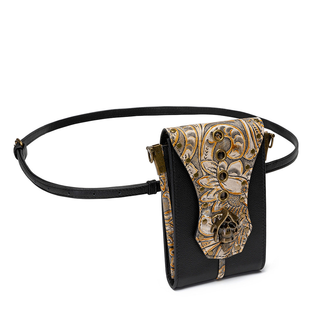 Retro Handbag Women Rivet Cell Phone Waist Bag