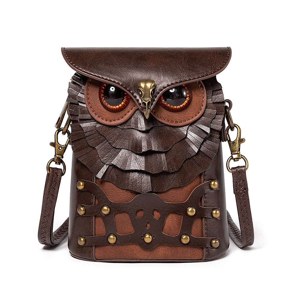 Mid-century Steampunk Owl MINI Crossbody Bag