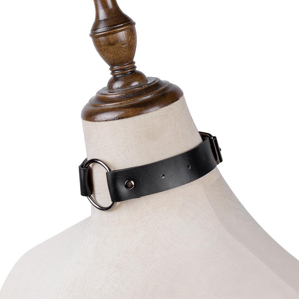 Steampunk Circle Necklace PU Leather Street Beat Nightclub