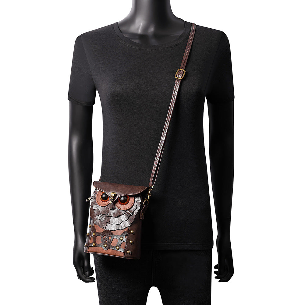 Mid-century Steampunk Owl MINI Crossbody Bag