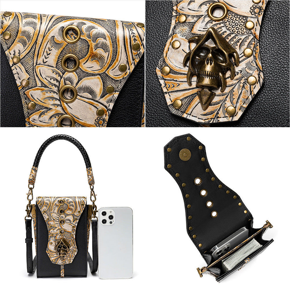 Retro Handbag Women Rivet Cell Phone Waist Bag