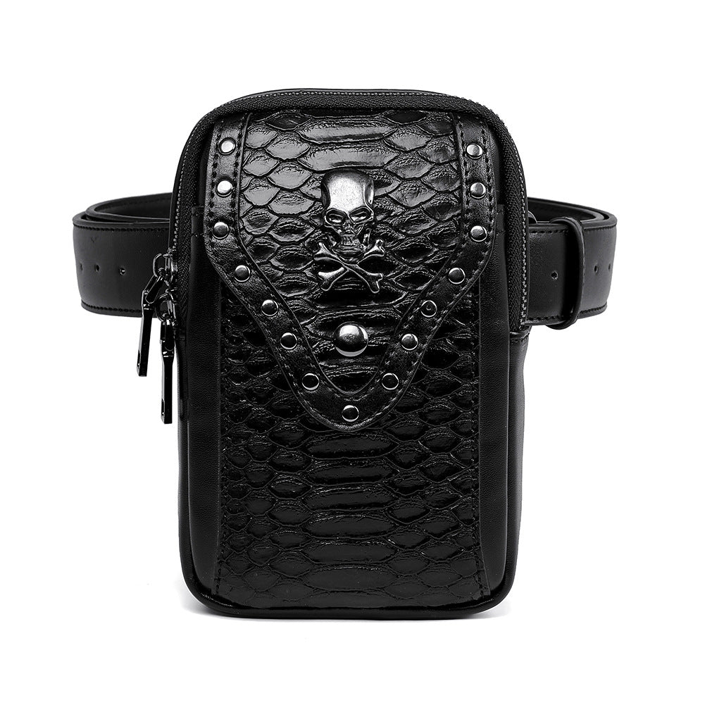Skull snake print crossbody bag
