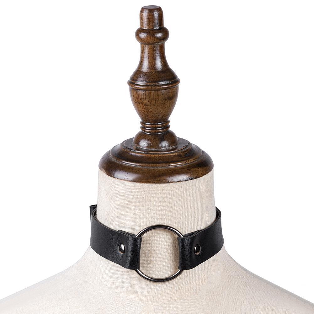 Steampunk Circle Necklace PU Leather Street Beat Nightclub