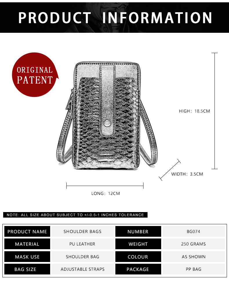 Snake print small square bag lipstick bag