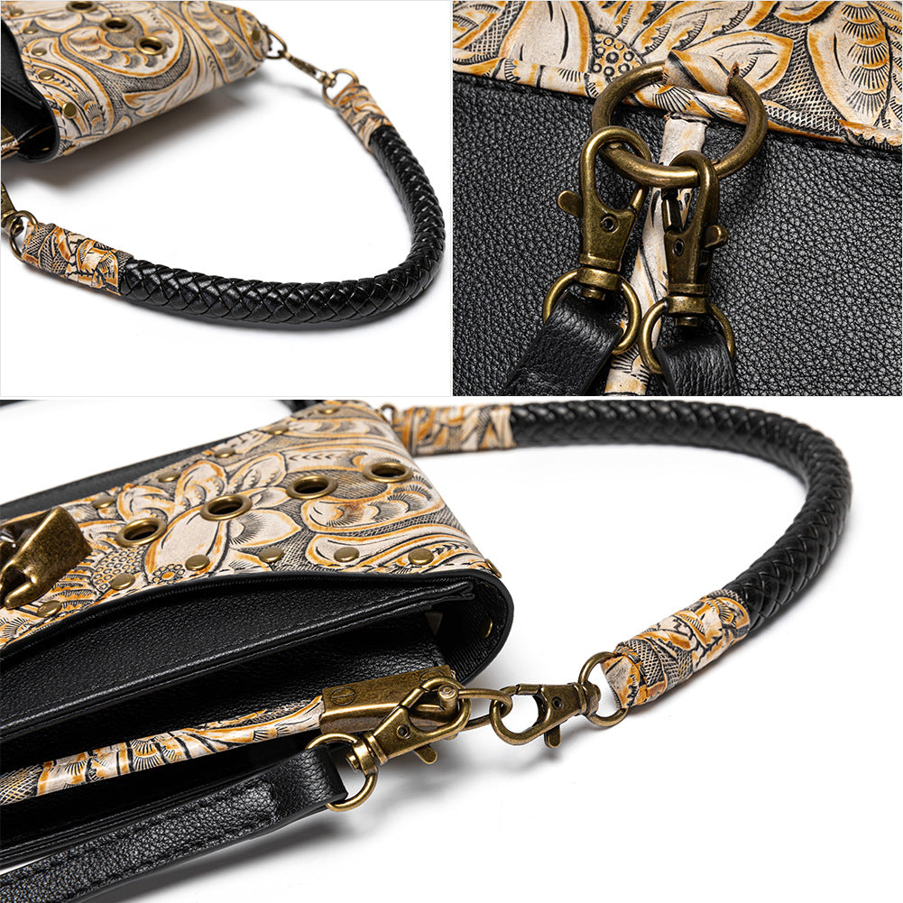 Retro Handbag Women Rivet Cell Phone Waist Bag