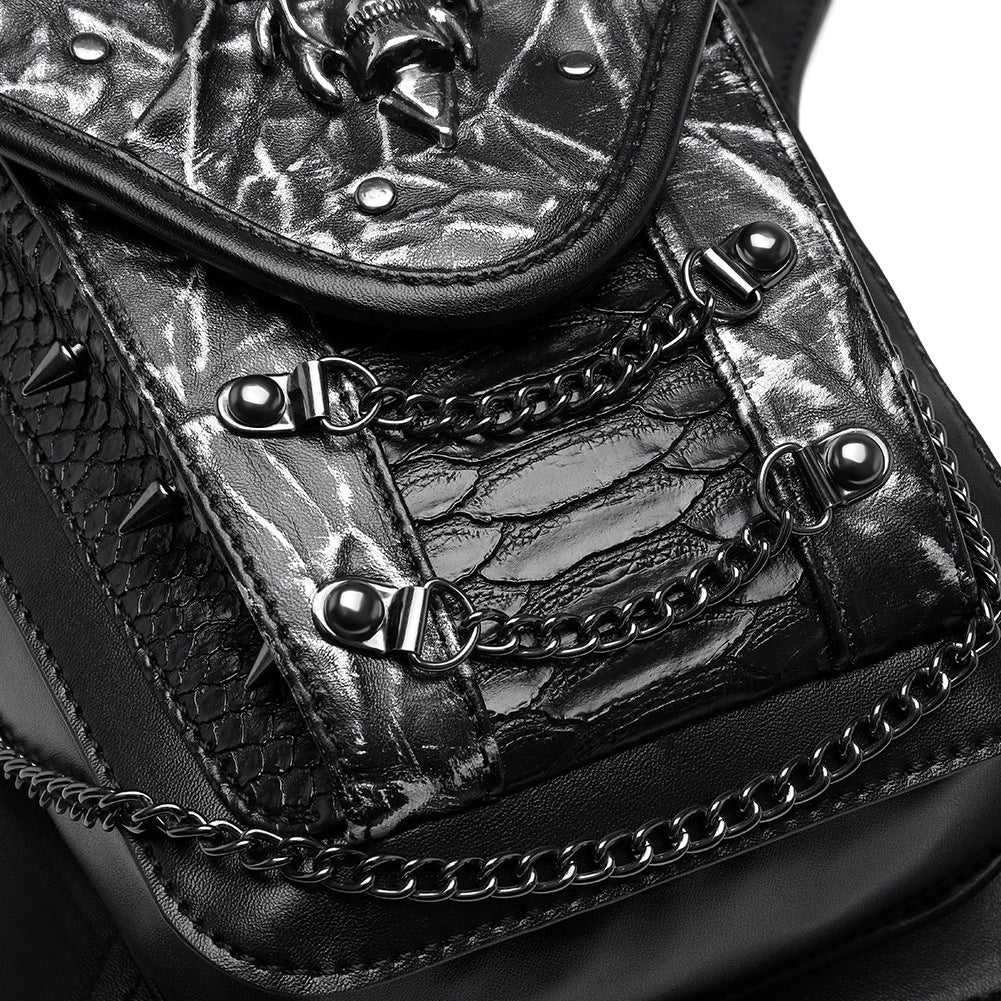 Steampunk Skull Chain Biker Bag