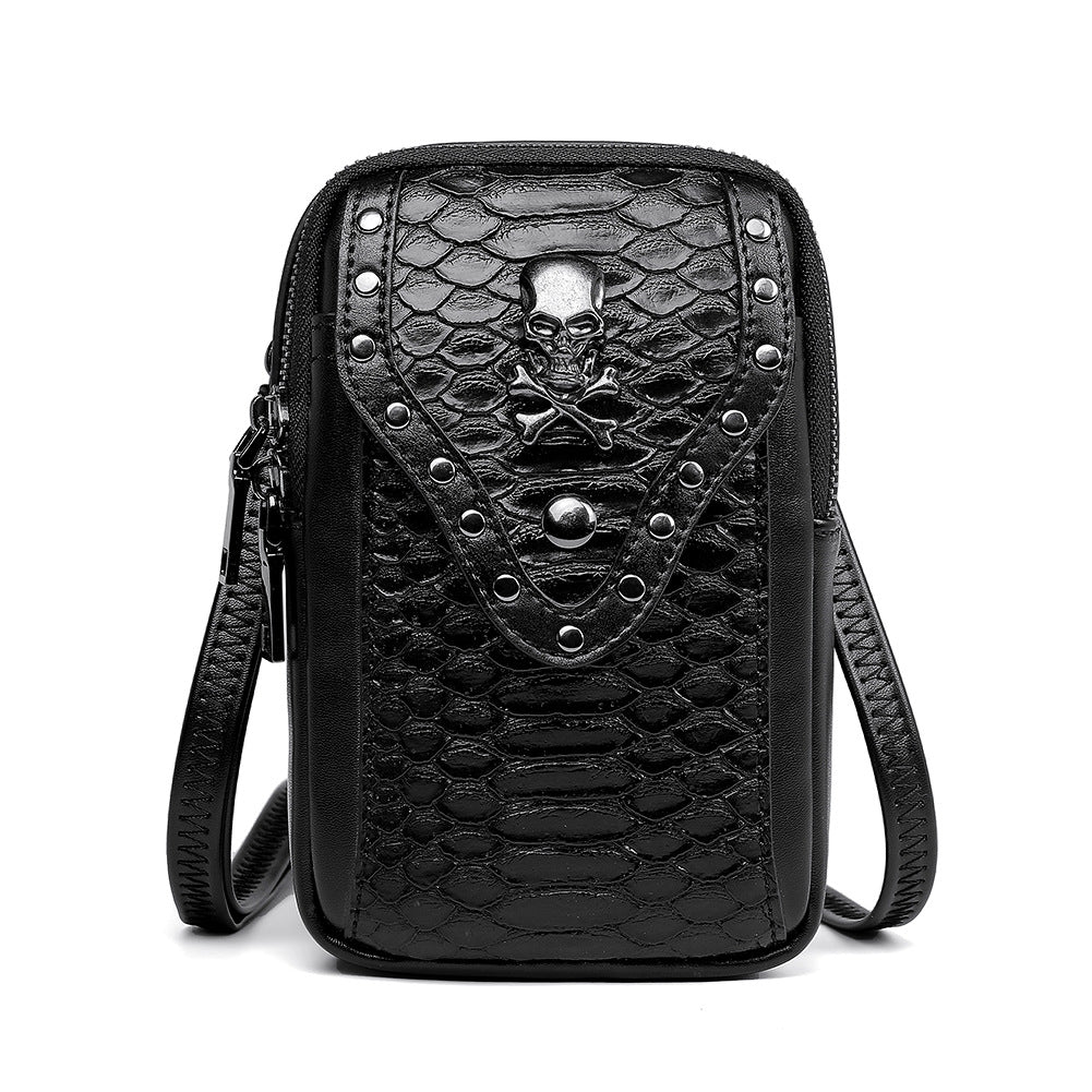 Skull snake print crossbody bag