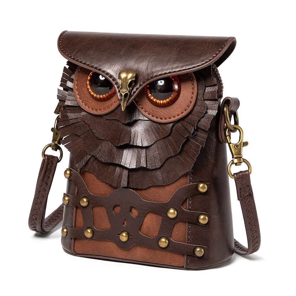 Mid-century Steampunk Owl MINI Crossbody Bag