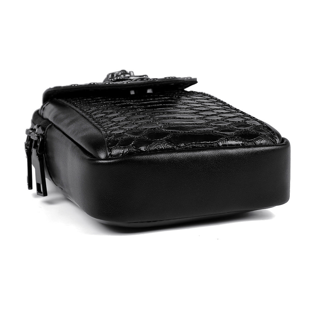 Skull snake print crossbody bag