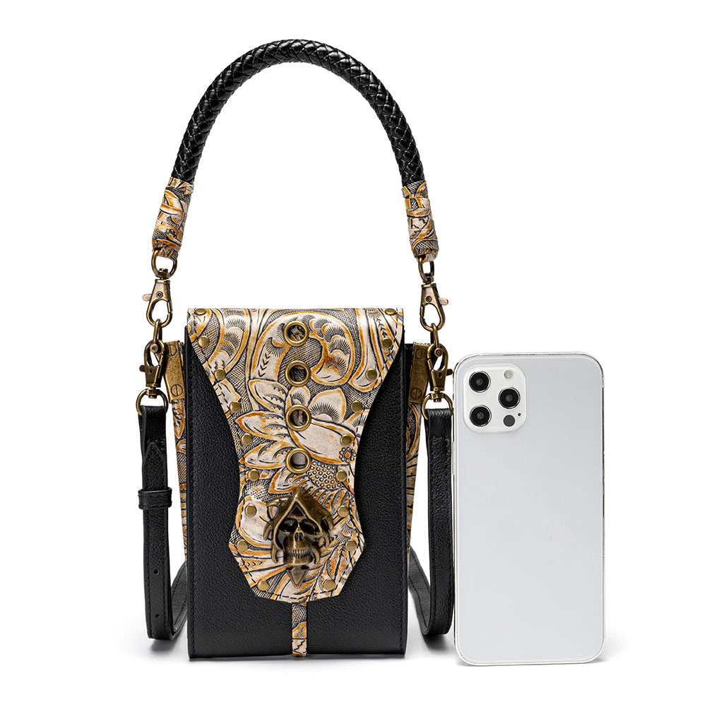 Retro Handbag Women Rivet Cell Phone Waist Bag