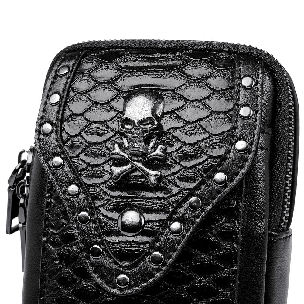 Skull snake print crossbody bag