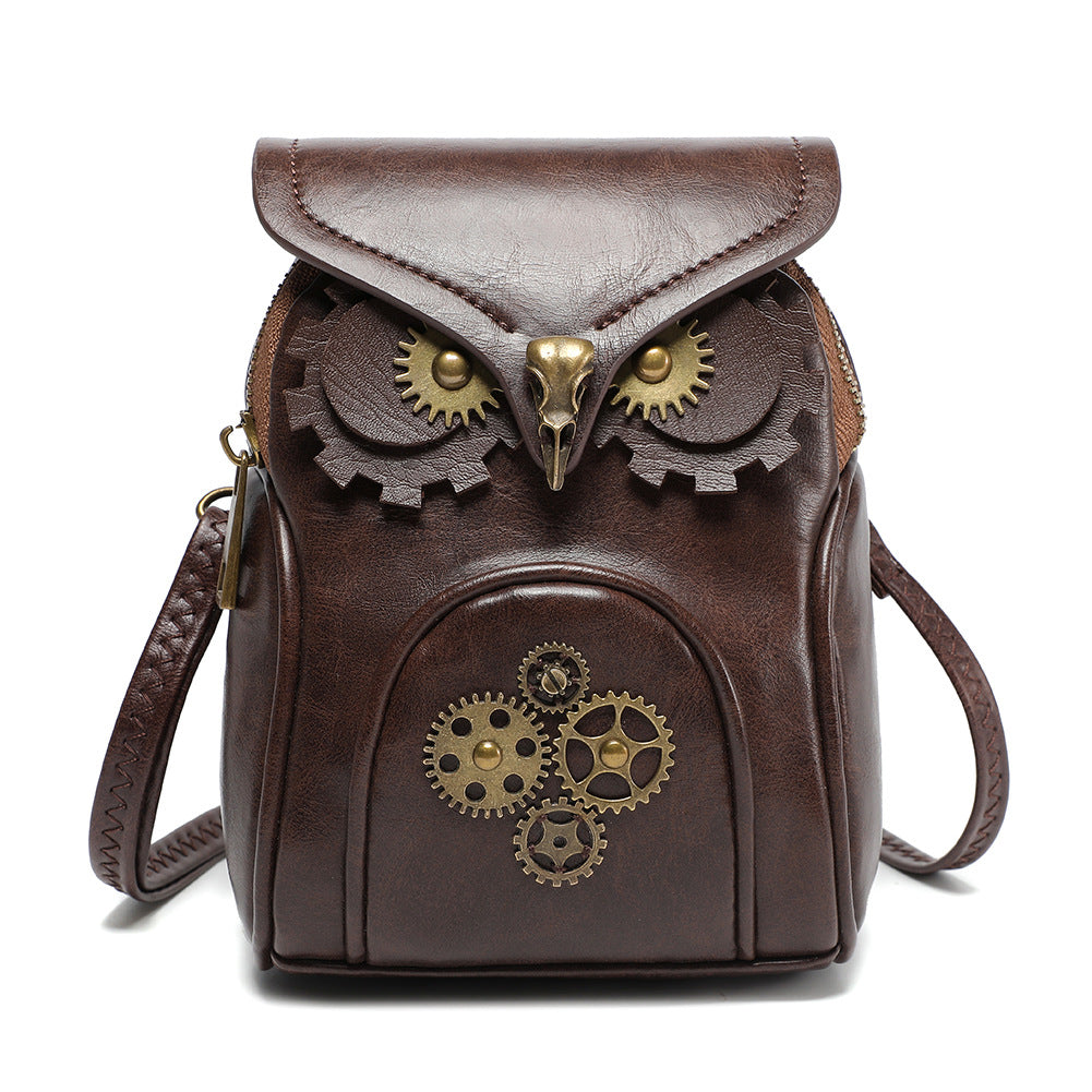 Mid-century Steampunk Owl MINI Crossbody Bag