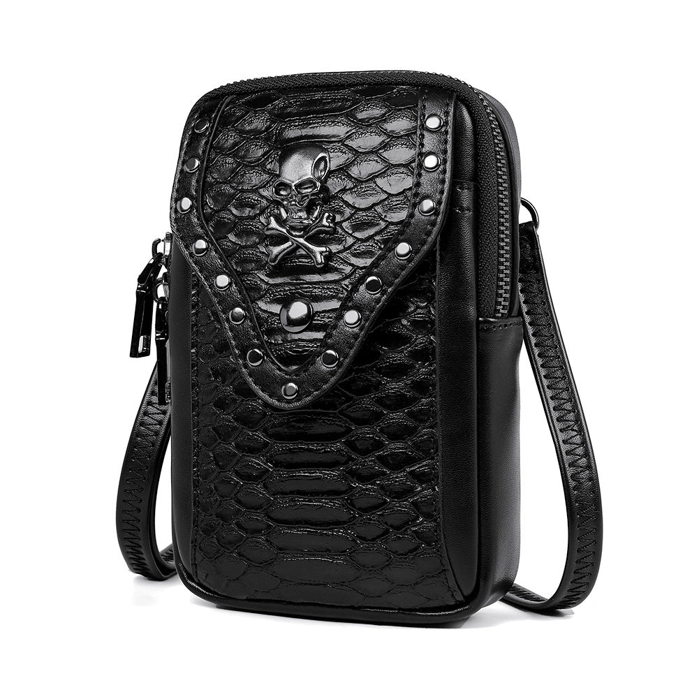 Skull snake print crossbody bag