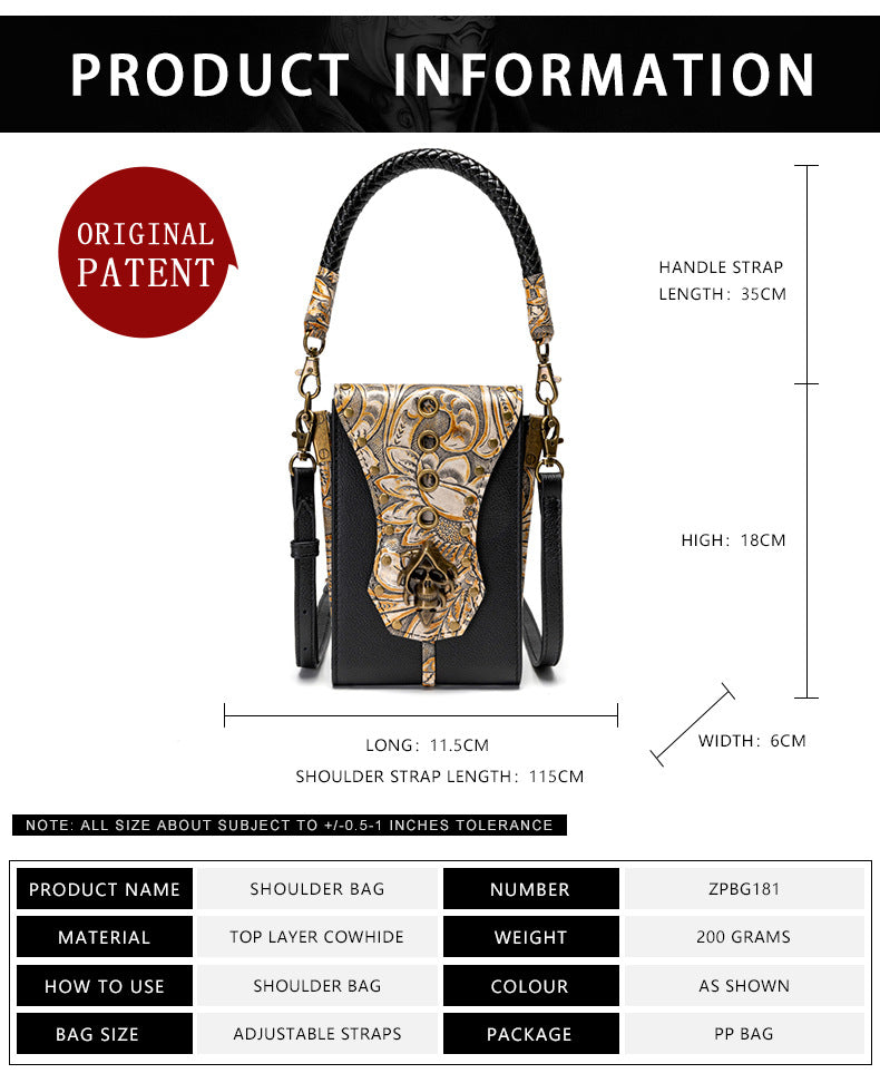 Retro Handbag Women Rivet Cell Phone Waist Bag