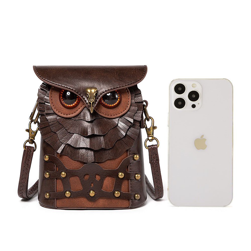 Mid-century Steampunk Owl MINI Crossbody Bag