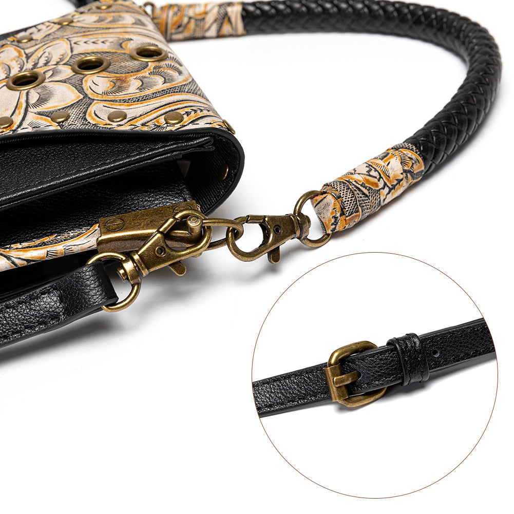 Retro Handbag Women Rivet Cell Phone Waist Bag