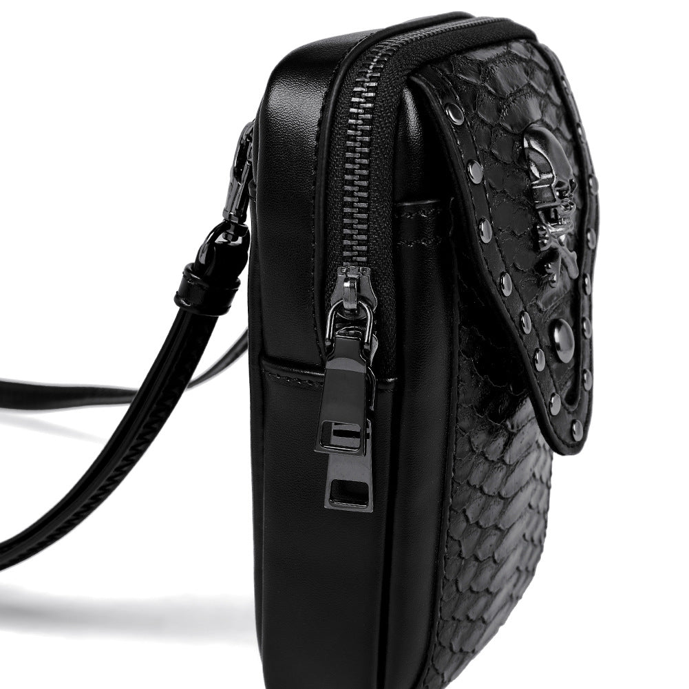Skull snake print crossbody bag