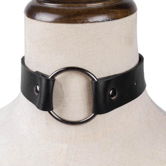 Steampunk Circle Necklace PU Leather Street Beat Nightclub