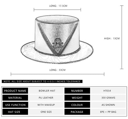 Punk Unisex Magic Hat Gentleman Bowler Hat Female