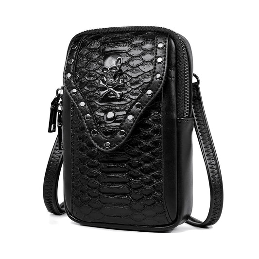Skull snake print crossbody bag